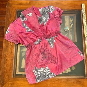 SLB Large Pink Silky Top Fitted Flare Schlumberger